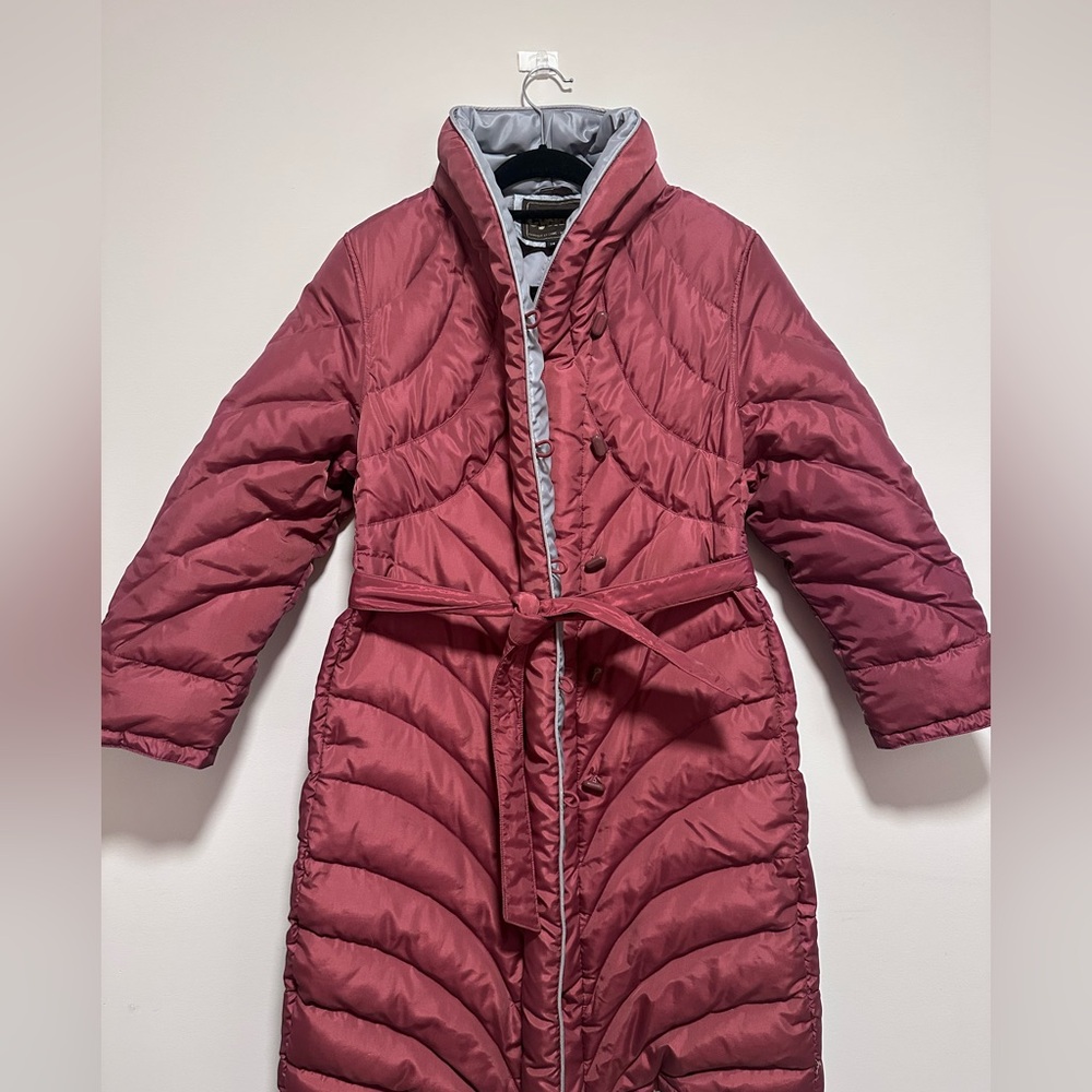 Vintage Down Parka - Women's Vtg Quilted Burgundy Parka - Size 14 - Picture 4 of 11